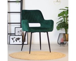 Bronx71® Velvet eetkamerstoel Mika donkergroen - stoel