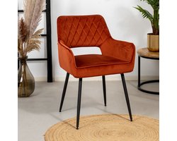 Bronx71® Velvet eetkamerstoel Mika koper - stoel
