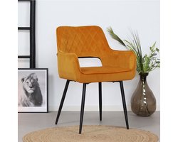 Bronx71® Velvet eetkamerstoel Mika okergeel - stoel