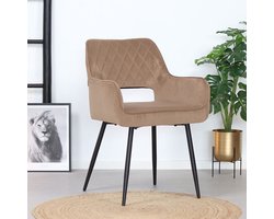 Bronx71® Velvet eetkamerstoel Mika taupe - Eetkamerstoelen set van 4 - stoel