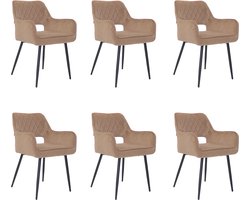 Bronx71® Velvet eetkamerstoel Mika taupe - Eetkamerstoelen set van 6 - stoel