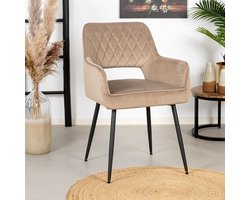 Bronx71® Velvet eetkamerstoel Mika taupe - stoel