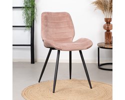 Bronx71® Velvet eetkamerstoel Toby roze - stoel