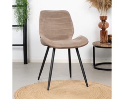 Bronx71® Velvet eetkamerstoel Toby taupe - Eetkamerstoelen set van 6 - stoel