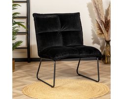 Bronx71® Velvet fauteuil Malaga zwart