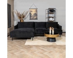 Bronx71® Velvet hoekbank Denver zwart links