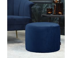Bronx71® Velvet poef Anna donkerblauw