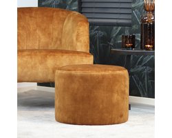 Bronx71® Velvet poef Beau okergeel
