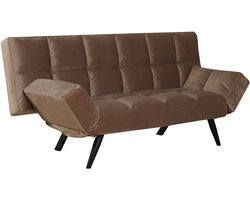 Bronx71® Velvet slaapbank 1,5 persoons Timo taupe - Logeerbed - Vouwbed - Slaapstoel - Zetelbed