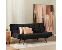 Bronx71® Velvet slaapbank 1,5 persoons Timo zwart - Logeerbed - Vouwbed - Slaapstoel - Zetelbed