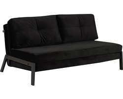 Bronx71® Velvet slaapbank 2 persoons Mikko zwart - Logeerbed - Vouwbed - Slaapstoel - Zetelbed