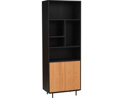 Bronx71® Wandkast Bradley zwart/blank eiken 80x220 cm