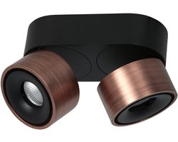 Bronzen 2-lichts spot Fez 2674BR, dimbaar, draaibaar en kantelbaar, metaal, modern, merk Mexlite