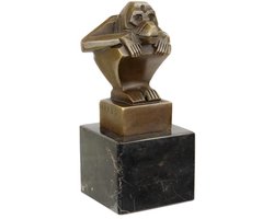 Bronzen beeld - Aap in squat - sculptuur - 12,6 cm hoog