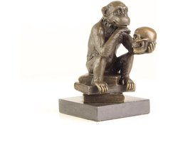 Bronzen beeld Ape with Skull - Bronzen beeldje - Hugo Rheinhold - 14,3 cm hoog