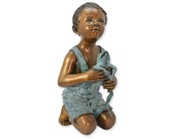 Bronzen beeld - jonger fontijn - sculptuur - 53 cm hoog
