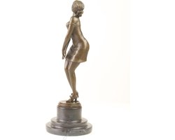 Bronzen beeld Peinzende vrouw - Bronzen beeldje - Sculptuur - 35,9 cm hoog