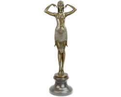 Bronzen beeld 'Scarab Dancer' – Sculptuur & Woondecoratie – Art Deco danseres, Egyptisch scarabee, beeldhouwwerk - Handgegoten brons – Luxe statement piece – Tijdloze klassieker - 75 cm hoog, brons