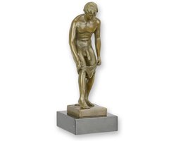Bronzen Beeld van een Naakte Man – Prachtige Kunstsculptuur van een Male Nude – Perfect voor Interieur en Woondecoratie