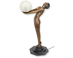 Bronzen lamp - Vrouwelijk naakt - Art Deco - 72,5 cm hoog
