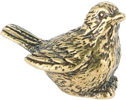 Bronzen Mus Miniatuur - Koperen Vogel Beeldje - Huis Decoratie - Handgemaakt Uniek Stuk - 28x20mm - Brons