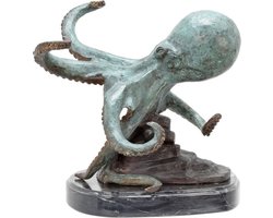 Bronzen Octopus Sculptuur - Beeld & Woondecoratie - Octopus beeld brons, maritieme decoratie, kunst sculptuur - Zwaar & duurzaam - Luxe afwerking - Tijdloos design - 35x39 cm - Brons patina - 11,9 kg