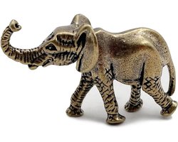 Bronzen Olifant Beeldje - Koperen Dier Decoratie - Woonkamer Decoratie - Massief Metaal Ambacht - 54x32mm - Brons