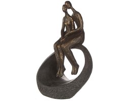 Bronzen sculptuur het moment - 9x19x27 - grijs brons kleur -polyresin