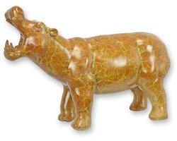 Bronzen sculptuur nijlpaard – realistisch beeld van brons – luxe decoratief kunstobject voor interieur, tuin of kantoor – handgemaakt en gedetailleerd design