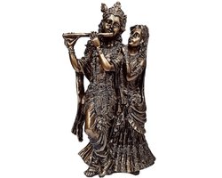 Bronzen Standbeeld van Radha Krishna - Eeuwige Liefde - 1 stuk - Hars