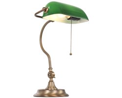 Bronzen tafellamp 7733BR met grote E27 fitting, kantelbaar, van glas en metaal, klassiek, merk Mexlite, familie Belana