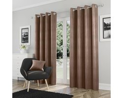 Bronzen Thermische Gordijnen met Ringen voor Slaapkamer - 117x183 cm - Geluidsdempende Gordijnen met Subtiel Golfpatroon