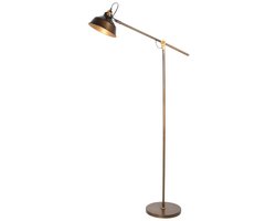 Bronzen vloerlamp Nove 1322BR met goudkleurige details E27 - Draaibaar en kantelbaar - Industrieel design - Mexlite - 190 cm snoer