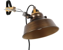 Bronzen wandlamp Nove 1320BR met E27 fitting, 190 cm snoer en schakelaar, industrieel design, van merk Mexlite, gemaakt van metaal en kunststof
