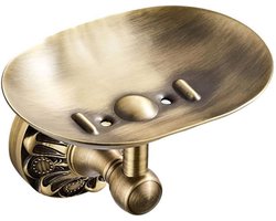 Bronzen Zeepbakje - Zeephouder Wand - Badkamer Keuken - Antieke Gravure - Met Schroeven - Koper