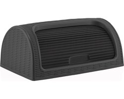 Brood bewaarbox - Broodtrommel- Ratan hoogwaardig Kunststof - BPA vrij - Grijs