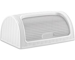 Brood bewaarbox - Broodtrommel- Ratan hoogwaardig Kunststof - BPA vrij - Wit
