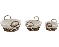 Brood Manden Set Wicker Beige Set van 3 - (breedte / hoogte / diepte) 30x16x28cm - Rond - Set van 3 stuks