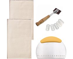 Broodbakset - gefermenteerde bakkersstof - professionele bakkersstof - canvas voor het bakken van brood - gefermenteerde stof - bakkerslinnen - deegspatel - bakkersbroodmes - bakbenodigdheden voor thuisbakkers - brood bakken met stijl