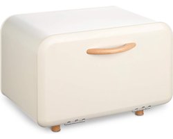 Brooddoos - "Retro Chic Broodtrommel - Met houten handvat en pootjes - Praktisch en stijlvol opberggemak voor je keuken - Bewaar je brood in stijl met deze metalen broodbox."
