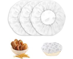 Broodhoezen - 3-pack vochthoezen - Bakkersdeegdoeken - Vochthoezen - Ronde, spanbare vochtmandhoezen - Herbruikbare vochthoezen - Multifunctionele zachte hoezen