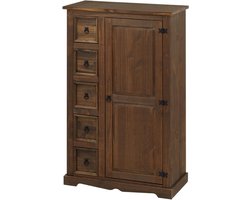 Broodkast Hout - Opbergkast Ladekast - Linnen Opbergen - Massief Grenenhout - 95 x 150 x 45 cm - Bruin