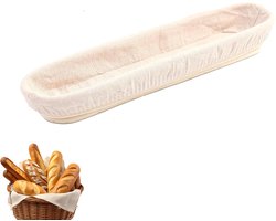 Broodmand - Broodfermentatiemand - Fermentatiemand - rechthoekige broodrijsmand - stokbrood fermentatiemand - Met stoffen hoes - 43*9*5.5cm - Geschikt voor zuurdesemfermentatie, het bakken van handgebakken brood, enz. - Beige