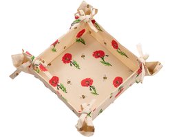 Broodmand - Stoffen mand - Klaproos - Bloem -Bijen- Breadbasket