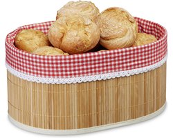 broodmandje bamboe - met stof - ontbijtmandje - 16,5 x 33,5 x 23,5 cm
