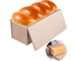 Broodpan - Met deksel - Grote toastpan - Antiaanbakpan - Aluminium broodbakgerei - Geschikt voor het bakken van brood, cake en toast - Goud