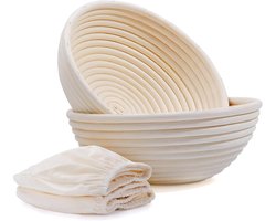 Broodrijsmand - Bakbenodigdheden - Rustieke broodrijsmand - Opbergkom van rotan - 2 stuks - Gevoerd - Geschikt voor professionele thuisbakkers