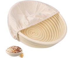 Broodrijsmand - broodvorm - zuurdesem mand - gebroken wit - 30X8CM - Broodrijsmand - deegrijsbak - Imitatie rotan fermentatiemand - Ronde broodrijsmand - Ronde broodrijsmand van 30 cm - Zuurdesemfermentatiekit