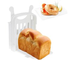 Broodsnijder Hulpmiddel - Opvouwbare Broodsnijmachine - Instelbare Plakdikte - Makkelijk Brood Snijden - Toastsnijder - Broodsnijmachine Handmatig - Geschikt voor Toast, Bagels, Sandwiches - Wit