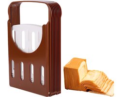 Broodsnijmachine Compact Opvouwbaar 4 Diktes - Voor Brood, Broodjes & Toast - Keukengereedschap (Bruin)